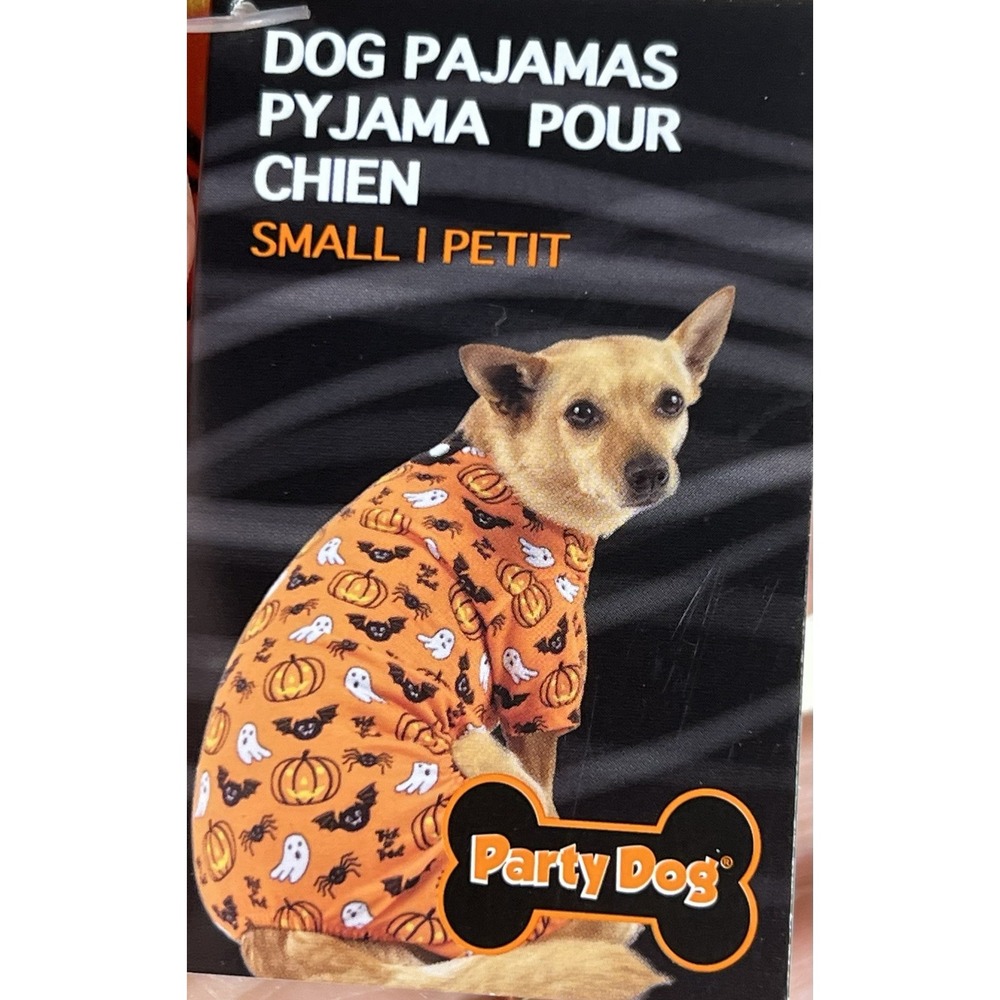 Party Dog Pajamas S/P Halloween Orange Black Pumpkin Ghost Dog Collar Gear Zone - Picture 2 of 16